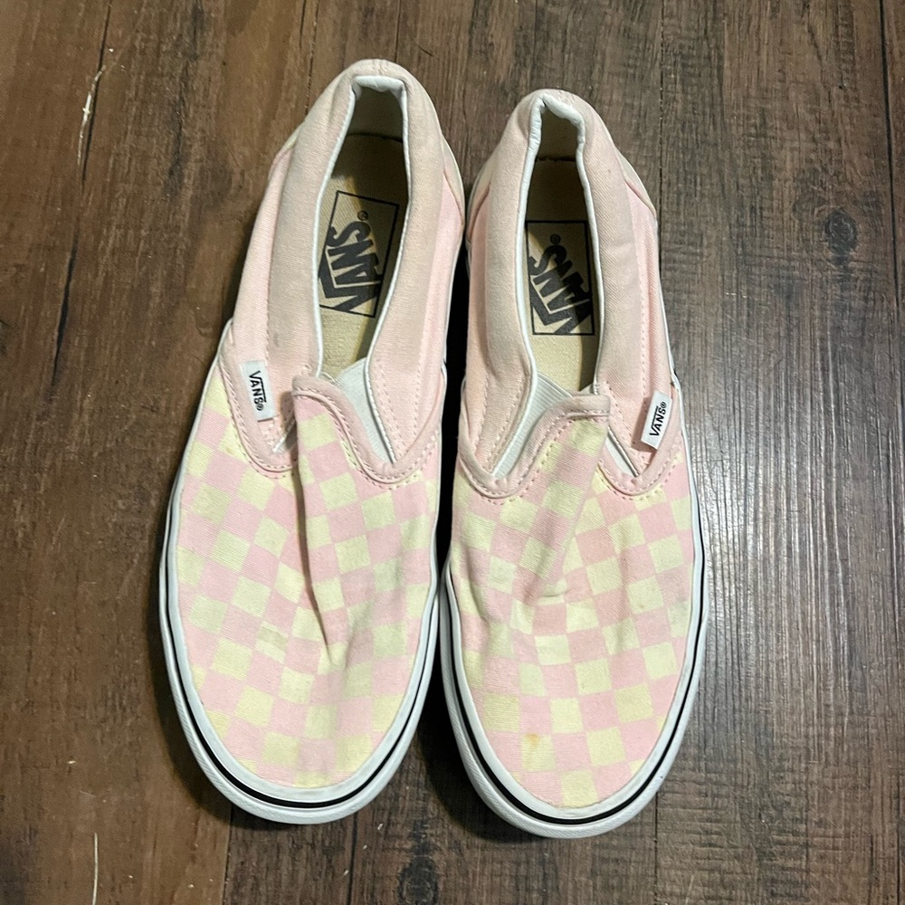 Pink and Cream checkered Vans